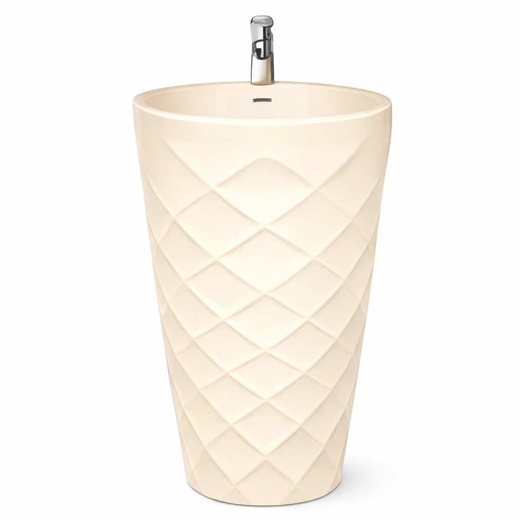 Premium One Piece Wash Basin – Cream Color | Luxury Ceramic Basin | Aqsa Sanitary